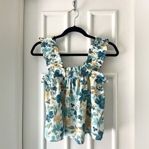 MINE Floral Ruffle Tank Top